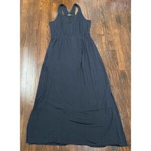 EXPRESS Razorback Long Maxi Dress Women's XL Solid Black Elastic Waist Maternity